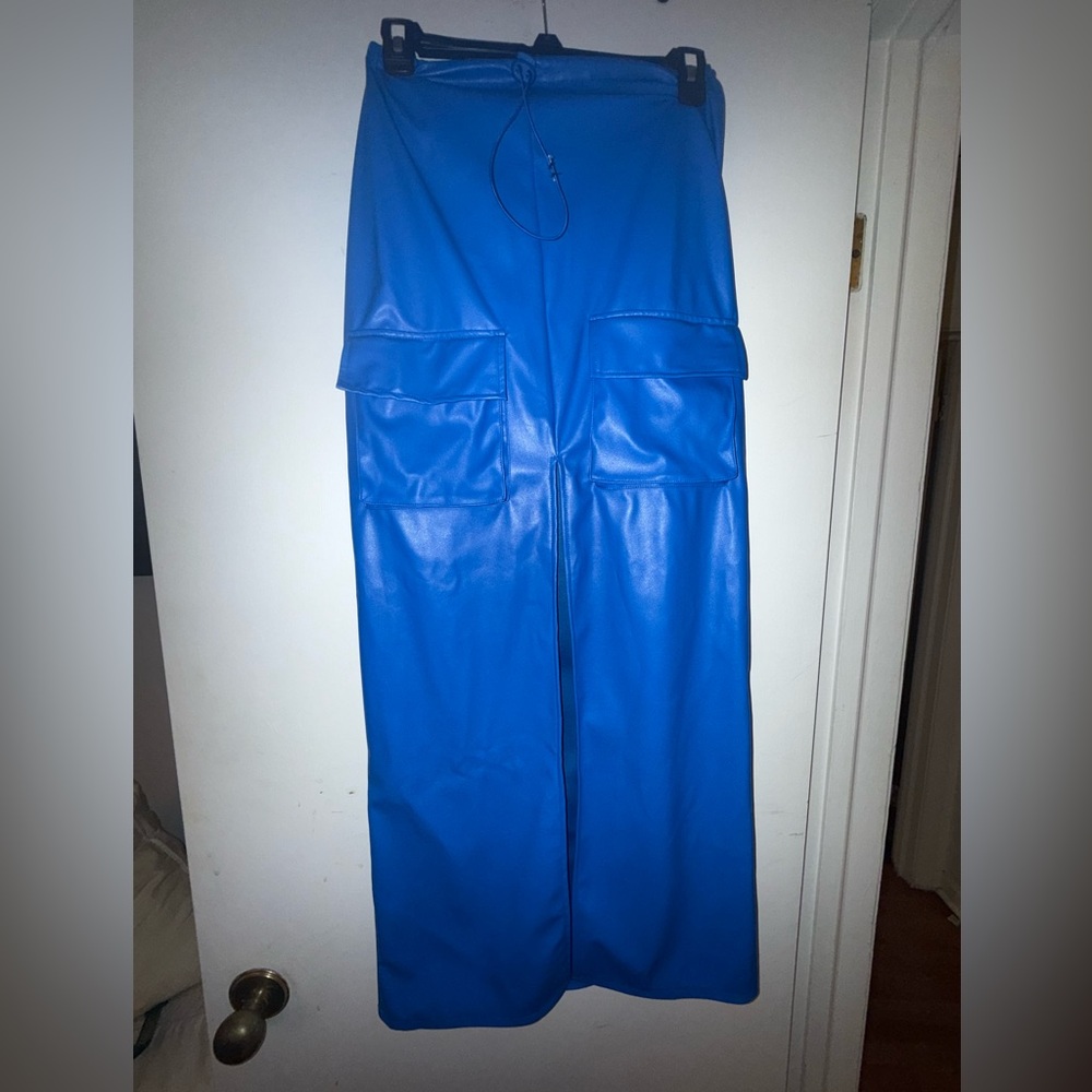PrettyLittleThing Royal pleather Blue Skirt. Size 4